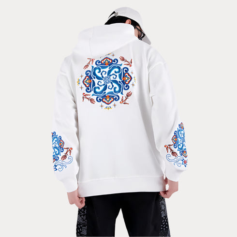 Spring Sukajan Cotton Floral Embroidery Sweatshirts